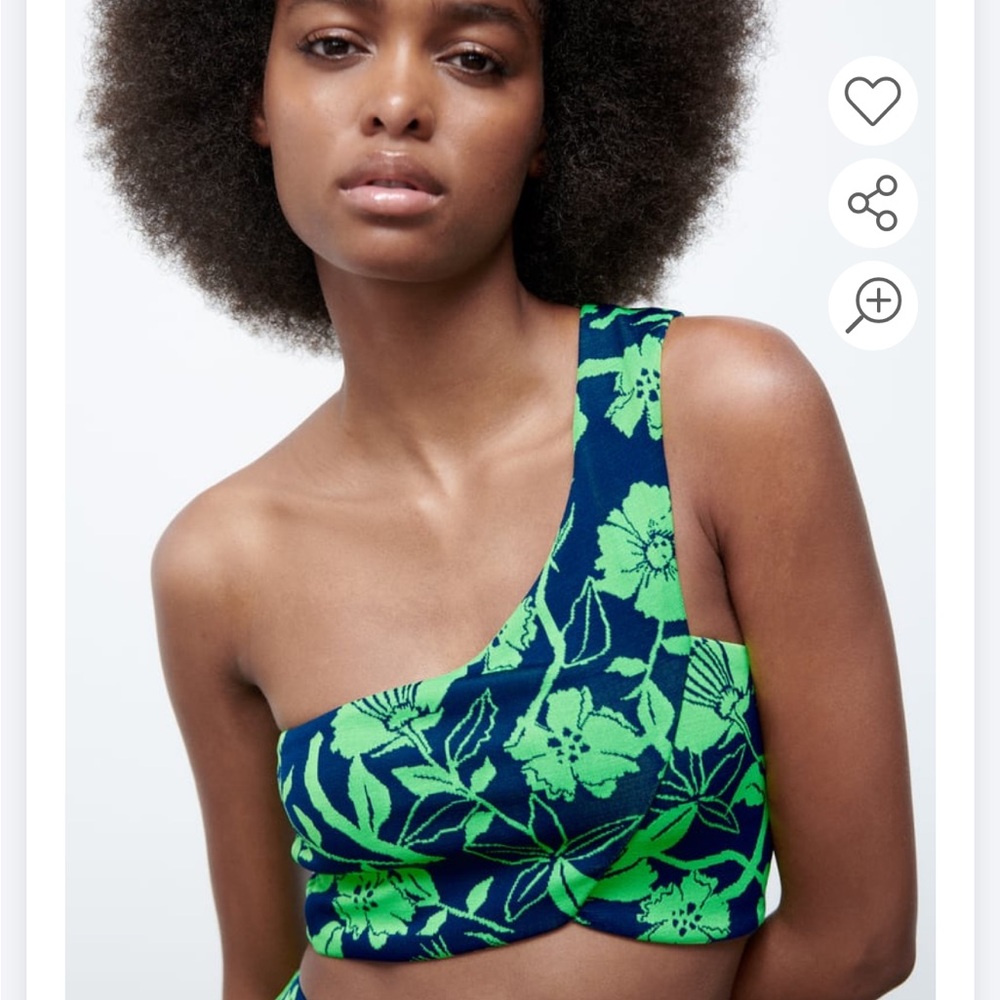Zara coordinating set floral jacquard crop top and high rise flare set. Med. - Picture 5 of 12